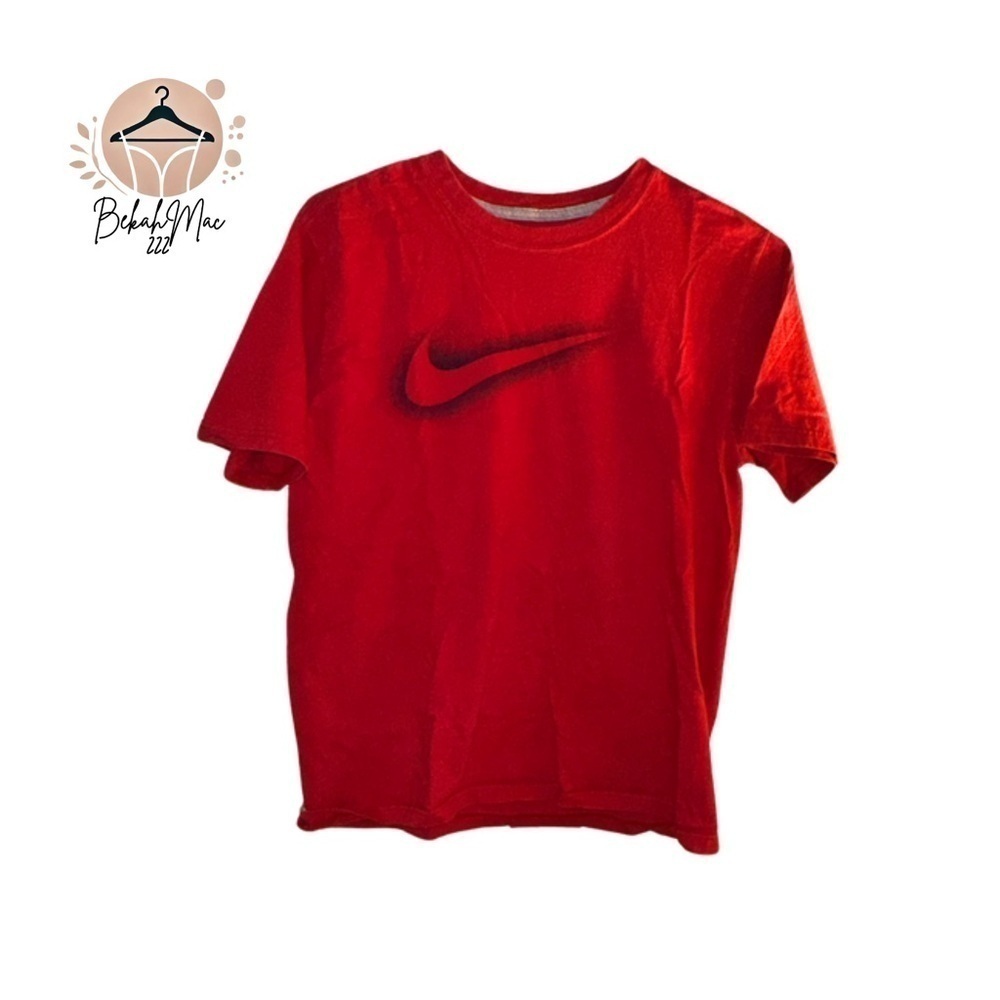 Nike Red T-Shirt with Black Swoosh Logo, Medium